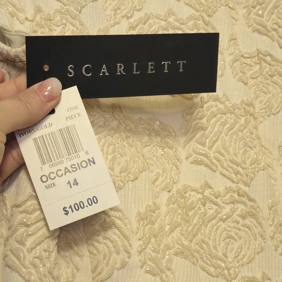 NWT Scarlett Ivory Sparkling Gold Floral Sleeveless Knee Length Dress Size 14 - Picture 5 of 6